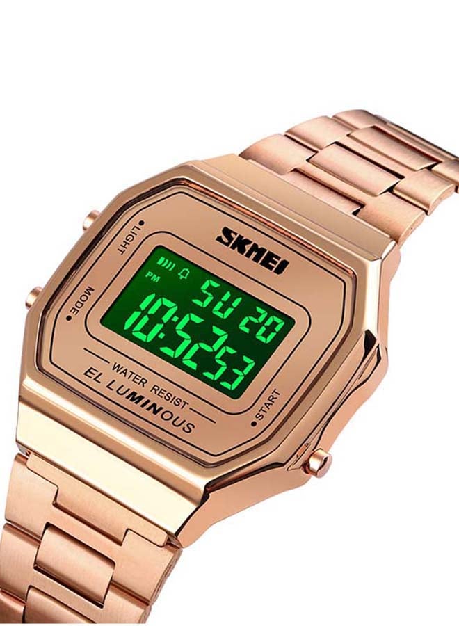 SKMEI Men's 1647 New Square Steel LED Waterprwoof Stylish Wrist Watch - Image 2