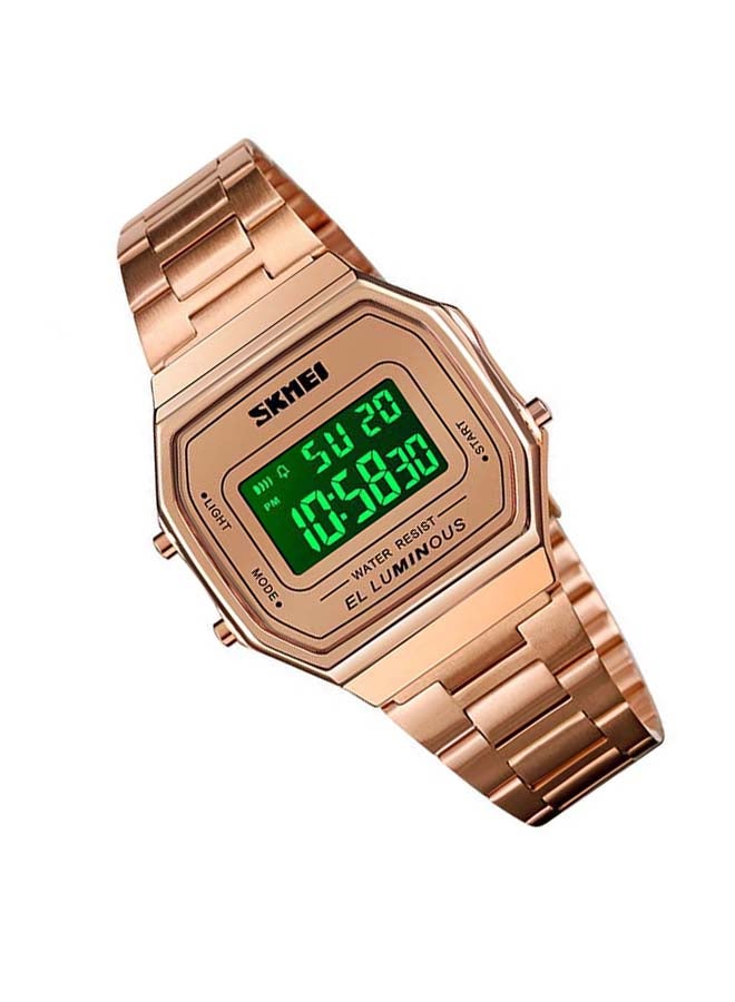 SKMEI Men's 1647 New Square Steel LED Waterprwoof Stylish Wrist Watch - Image 4