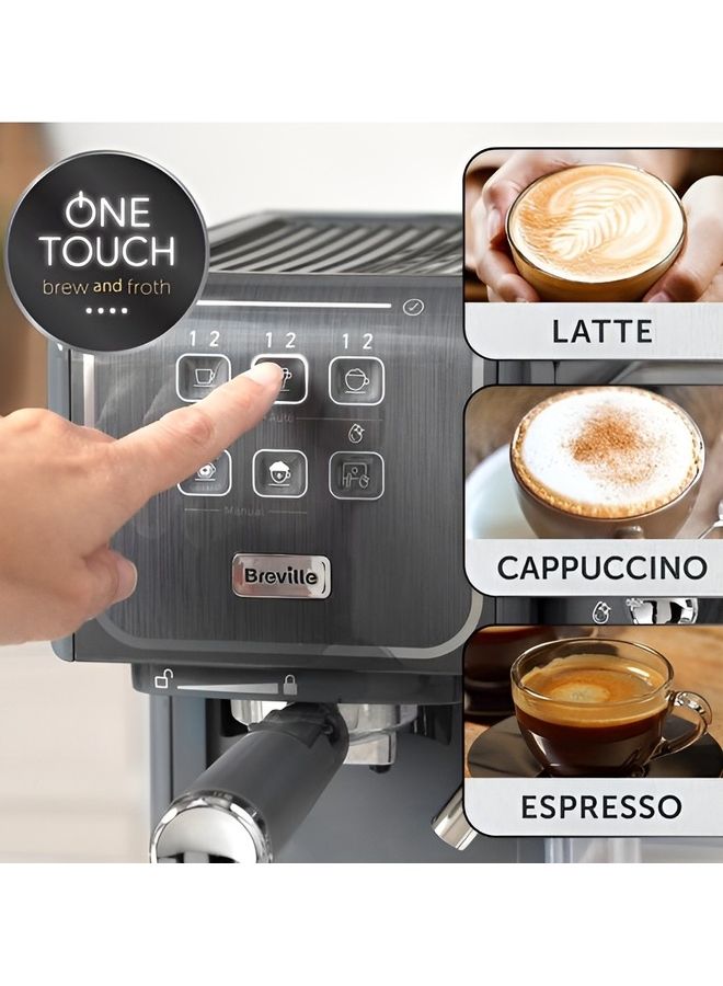Breville One Touch CoffeeHouse Coffee Machine 19 Bar Italian Pump Automatic Milk Frother ESE Pod Compatible 1.4 L 1470.0 W VCF146 Grey - Image 4