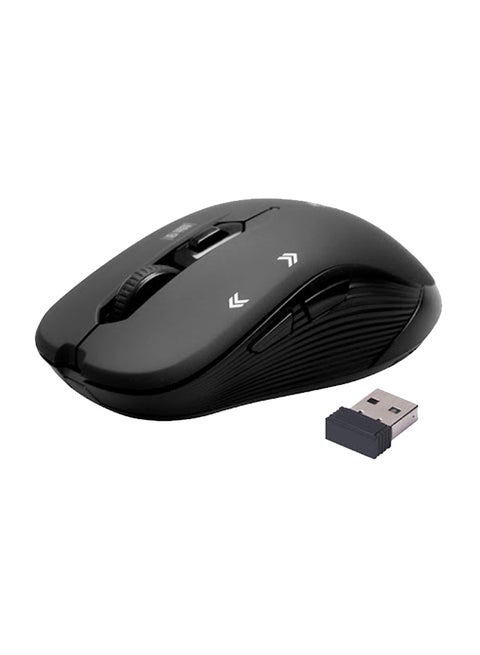 2.4G Portable Optical Tracking Mouse with Mini USB Receiver, 800/1200/1600 DPI Switch, 10m Working Range and 6 Programmable Buttons Black
