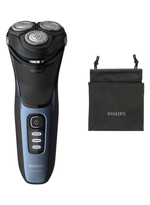 3100 Wet Or Dry Electric Shaver S3232  5D Pivot & Flex Heads Black-Blue