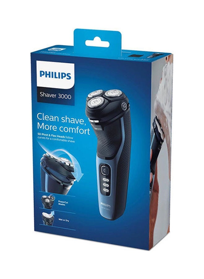 3100 Wet Or Dry Electric Shaver S3232  5D Pivot & Flex Heads Black-Blue
