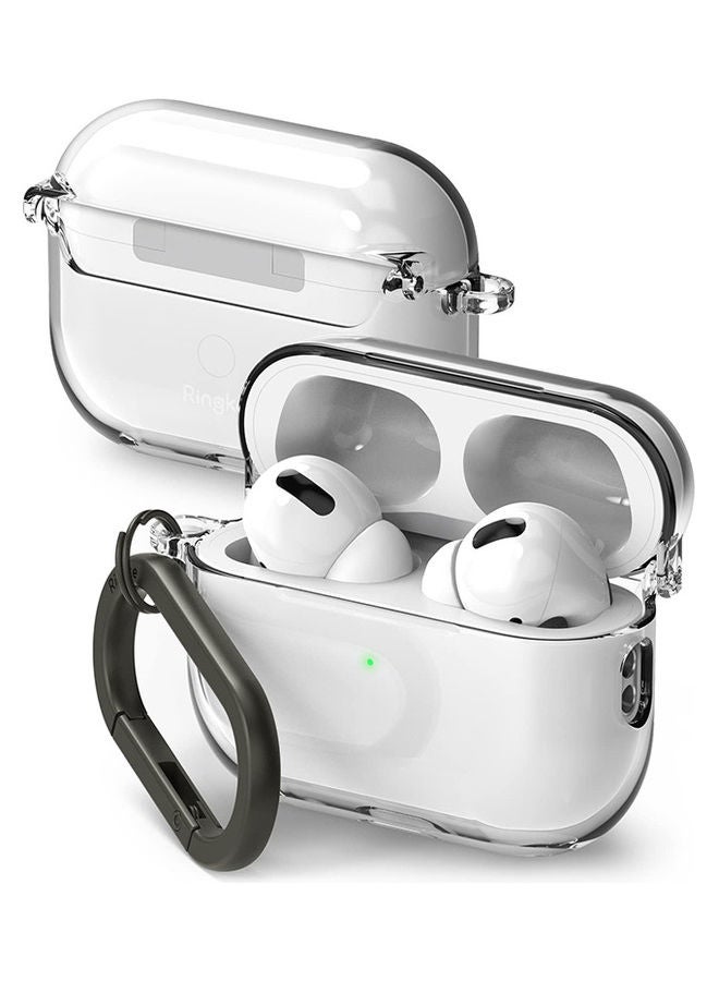 Ringke Layered Hinge Case Designed For AirPods Pro 2nd Gen With Carabiner Hard PC Shock Resistant Cover Clear - Image 1