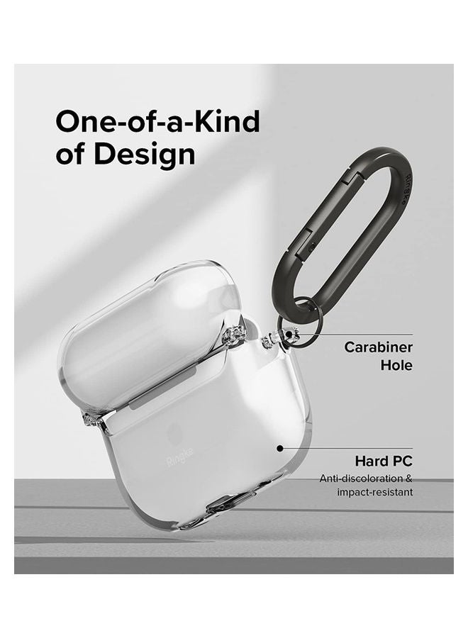 Ringke Layered Hinge Case Designed For AirPods Pro 2nd Gen With Carabiner Hard PC Shock Resistant Cover Clear - Image 3
