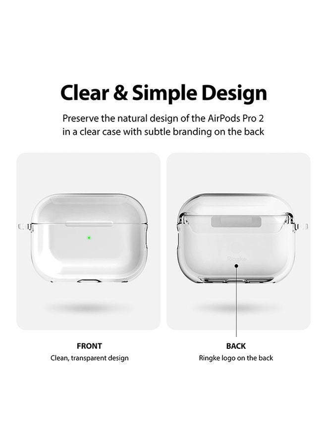 Ringke Layered Hinge Case Designed For AirPods Pro 2nd Gen With Carabiner Hard PC Shock Resistant Cover Clear - Image 4