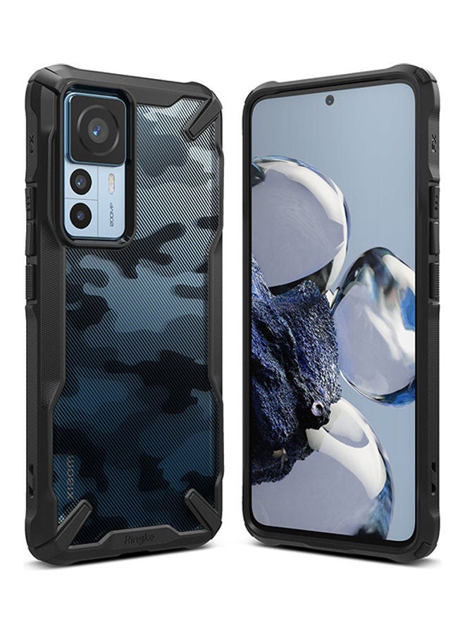 Ringke - Fusion-X Compatible With Xiaomi 12T/12T Pro Case Double Layer PC And Shockproof TPU Cover Camo Black - Image 1