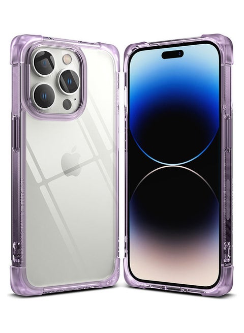 Fusion Bumper Case Compatible With iPhone 14 Pro Square Shaped Advanced Edge Bumper Shockproof Drop Protection Phone Cover Clear Purple