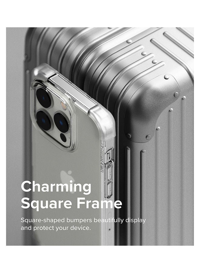 Fusion Bumper Case Compatible With iPhone 14 Pro Square Shaped Advanced Edge Bumper Shockproof Drop Protection Phone Cover Clear Purple