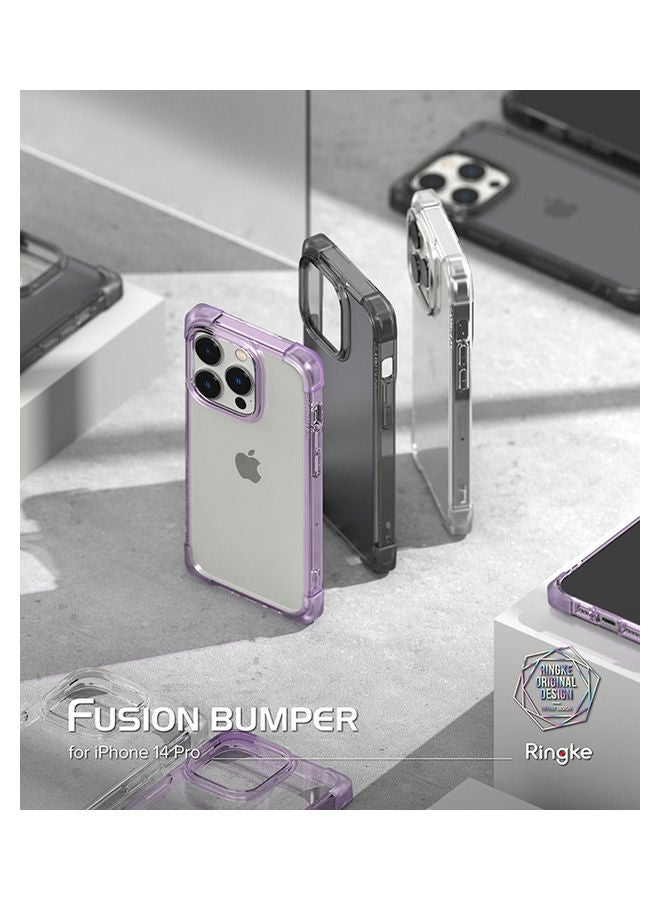 Fusion Bumper Case Compatible With iPhone 14 Pro Square Shaped Advanced Edge Bumper Shockproof Drop Protection Phone Cover Clear Purple