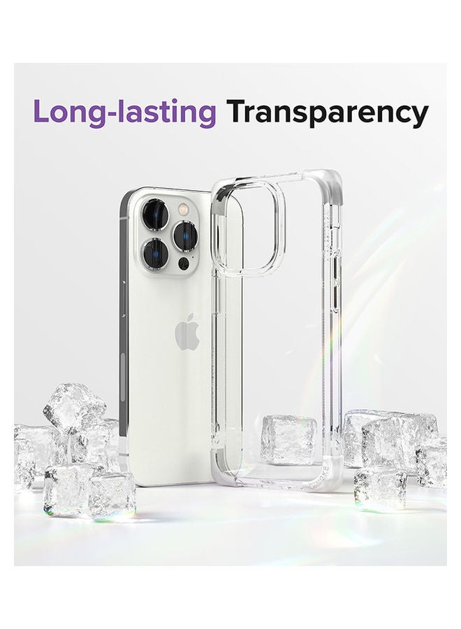 Fusion Bumper Case Compatible With iPhone 14 Pro Square Shaped Advanced Edge Bumper Shockproof Drop Protection Phone Cover Clear Purple