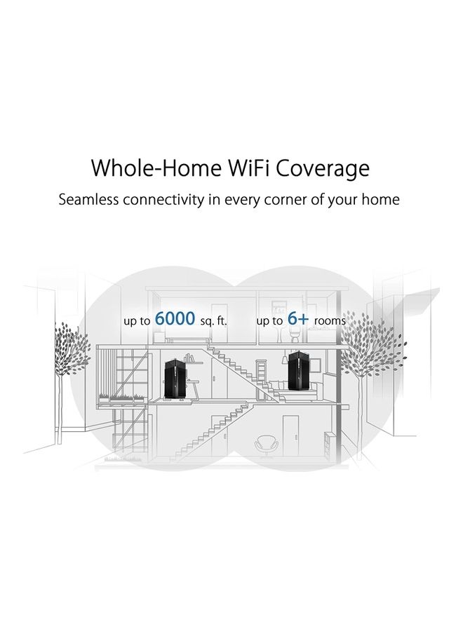 ASUS - ZenWiFi Pro AXE11000 Tri-Band WiFi 6E Mesh System (ET12 2PK) – Whole Home Coverage up to 6,000 sq. ft. and 6+ Rooms, Dual 2.5G Ports, 6GHz Band, AiMesh, Internet Black - Image 1