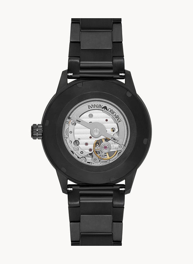 امبوريو ارماني ساعة يد أوتوماتيك بسوار من الاستانلس ستيل بلون أسود طراز AR60054 للرجال - Image 5