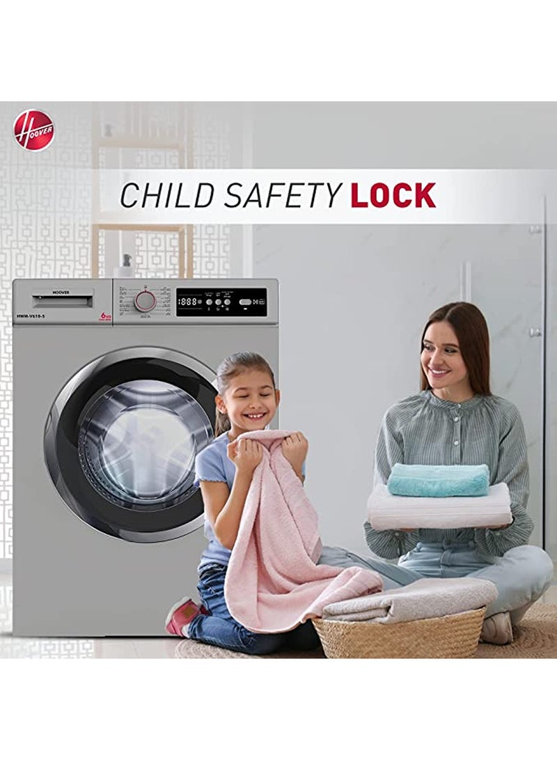 هوفر - غسالة أوتوماتيكية بالكامل ذات تحميل أمامي HWM-V610-S فضي - Image 1