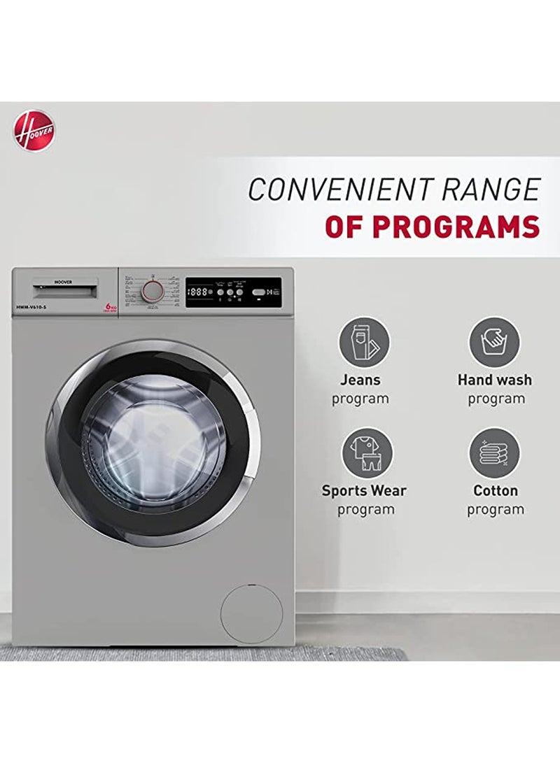 هوفر - غسالة أوتوماتيكية بالكامل ذات تحميل أمامي HWM-V610-S فضي - Image 1