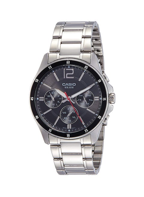 Men's Water Resistant Satinless Steel Chronograph Watch MTP-1374D-1AVDF - 44 mm - Silver