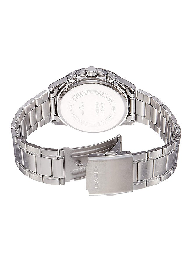 CASIO - Men's Water Resistant Satinless Steel Chronograph Watch MTP-1374D-1AVDF - 44 mm - Silver - Image 1