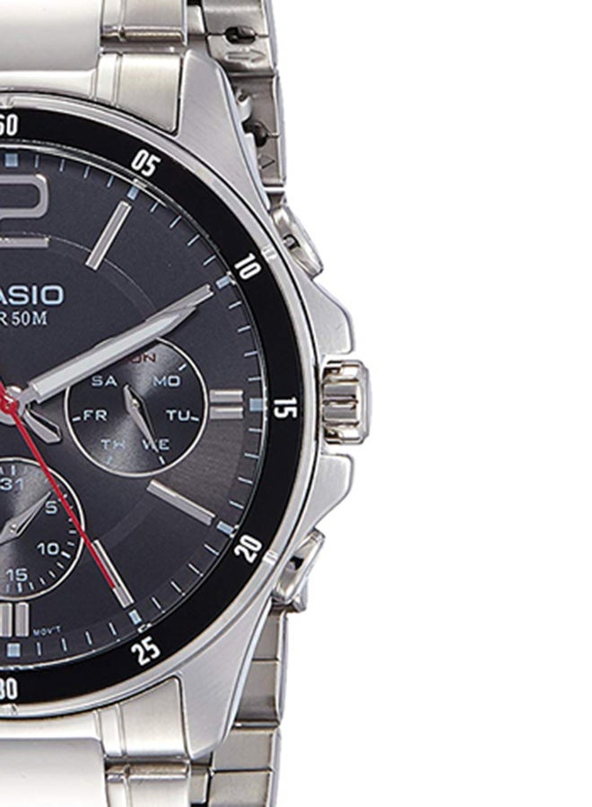 CASIO - Men's Water Resistant Satinless Steel Chronograph Watch MTP-1374D-1AVDF - 44 mm - Silver - Image 1