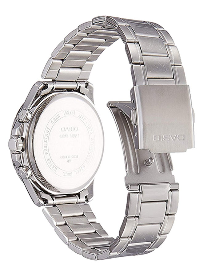 CASIO - Men's Water Resistant Satinless Steel Chronograph Watch MTP-1374D-1AVDF - 44 mm - Silver - Image 1