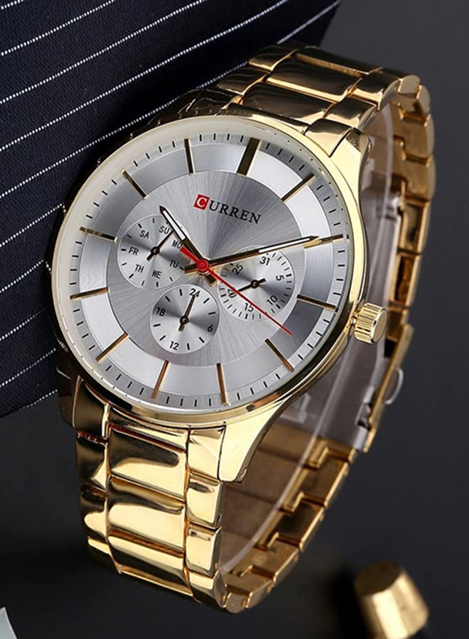 Men's Water Resistant Analog Wrist Watch 8282 - 41 mm -Gold