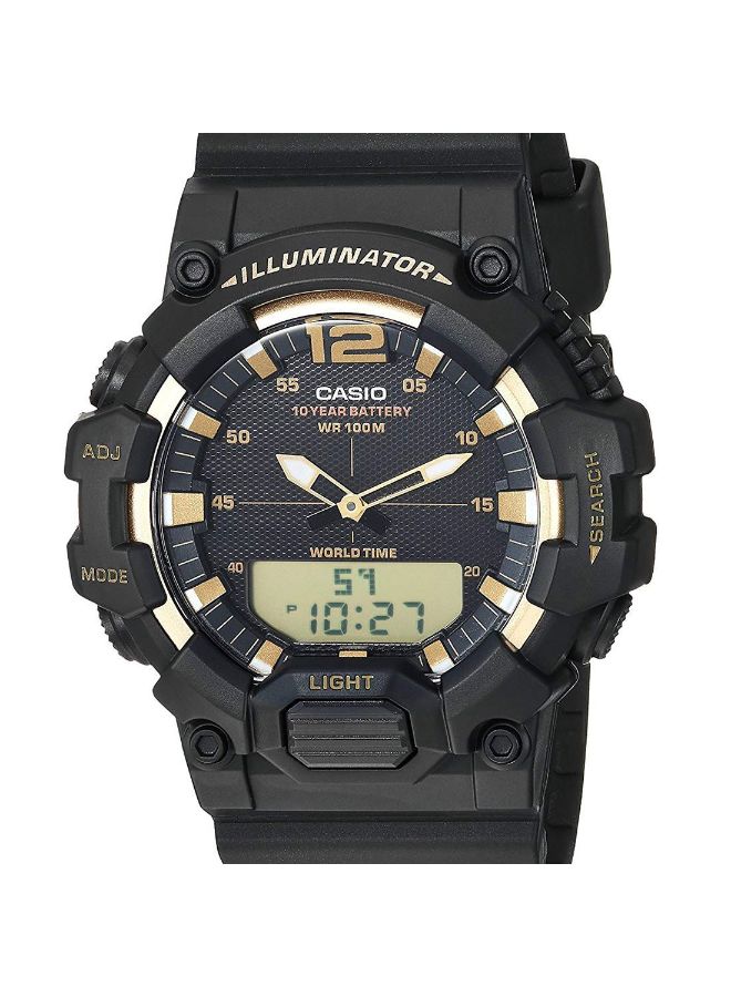 كاسيو ساعة يد رقمية وبعقارب وسوار من الراتينج طراز HDC-700-9AVDF - 53 مم - أسود للرجال - Image 5