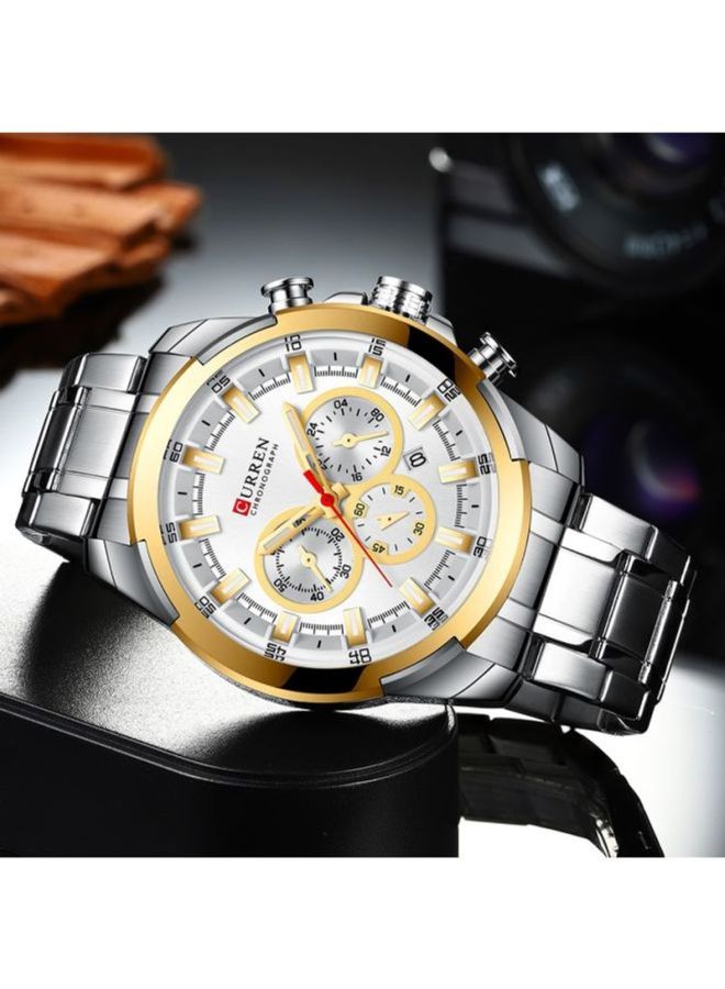 CURREN Men's Water Resistant Chronograph Watch 8361 - 48 mm - Silver - Image 4
