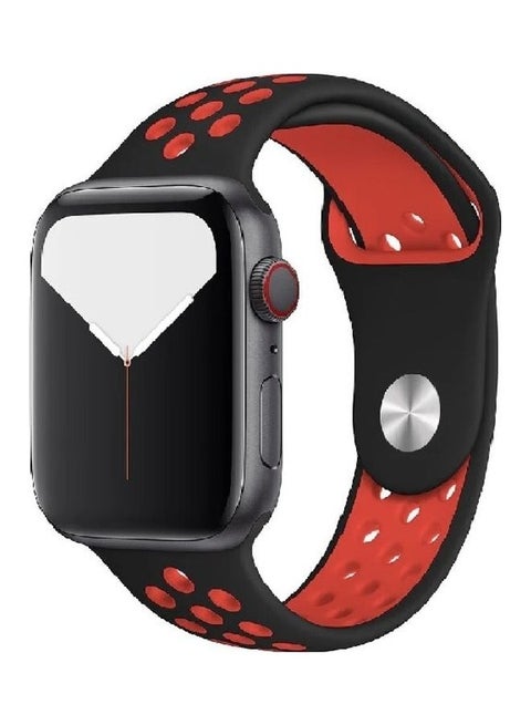 Silicone Nike Design Sport Band For Apple Watch 42 44 45Mm Black/Red