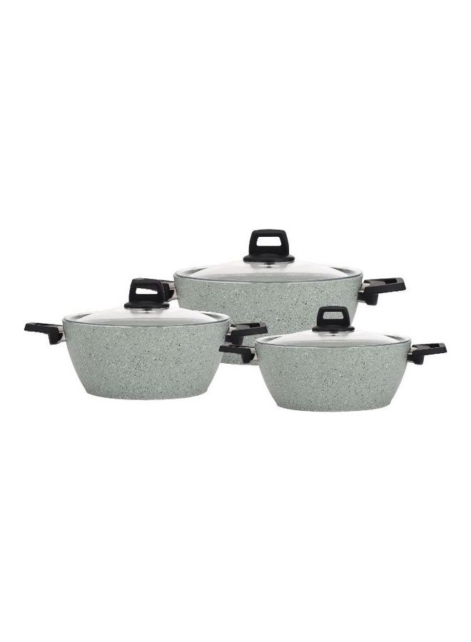 Royalford 9pcs Granite Coated Cookware Set with Tempered Glass Lid Royalford Scoria Green Color Green 68.5x39x21cm  - Image 2