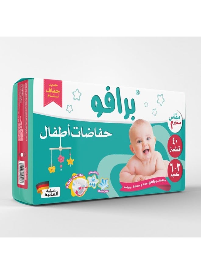 Bravo 40 Piece -Baby Diapers, Size 2 - Small, 3-6 Kg 