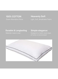 Hotel Linen Klub Down Feather Alternative Cotton (Down Proof) Pillow Double Piping Cotton White/Black 48x74cm  - Image 5