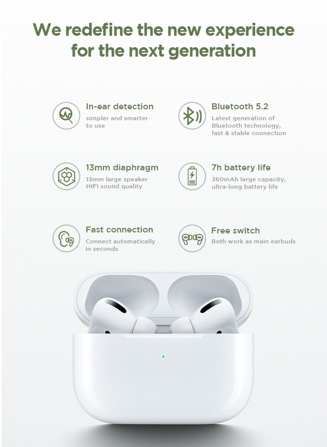 JOYROOM - JR-T03S Pro Bluetooth 5.2 TWS In-Ear Earphones Wireless Earbuds With Replacement Eartips And Protective Case Standard Version White - Image 1