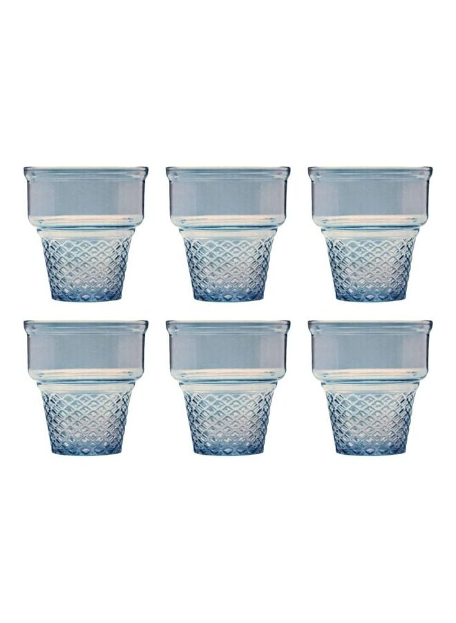 باساباتشي طقم أكواب آيس كريم زجاجية  - طقم من 6 أكواب صناعة تركية تركواز 245 مل فيروزي 245ملليلتر - Image 1
