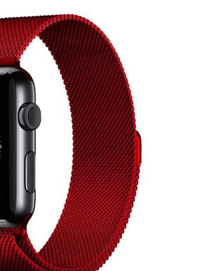Mifan Stainless Steel Replacement Milanese Loop Bracelet For Apple Watch Series 1/2/3/4 42/44mm Red - Image 2