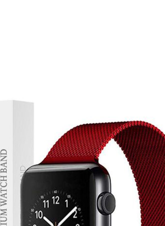 Mifan Stainless Steel Replacement Milanese Loop Bracelet For Apple Watch Series 1/2/3/4 42/44mm Red - Image 5