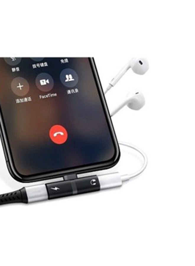 PROMATE - 2-in-1 Audio & Charging Adaptor With Lightning Connector Black - Image 1