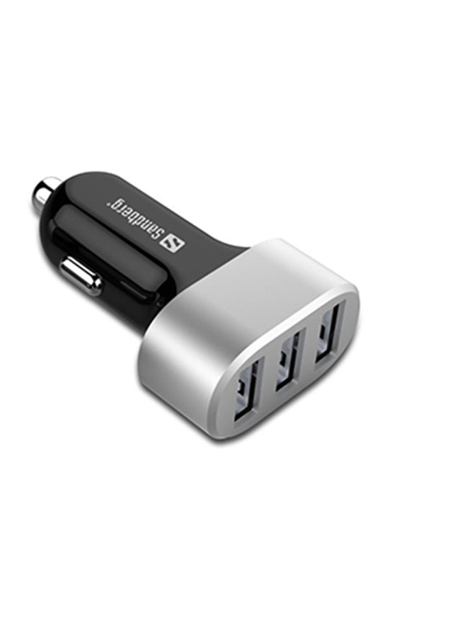 ساندبرغ شاحن سيارة متعدد مزود بثلاثة منافذ USB 7.2A أسود/فضي  - Image 3