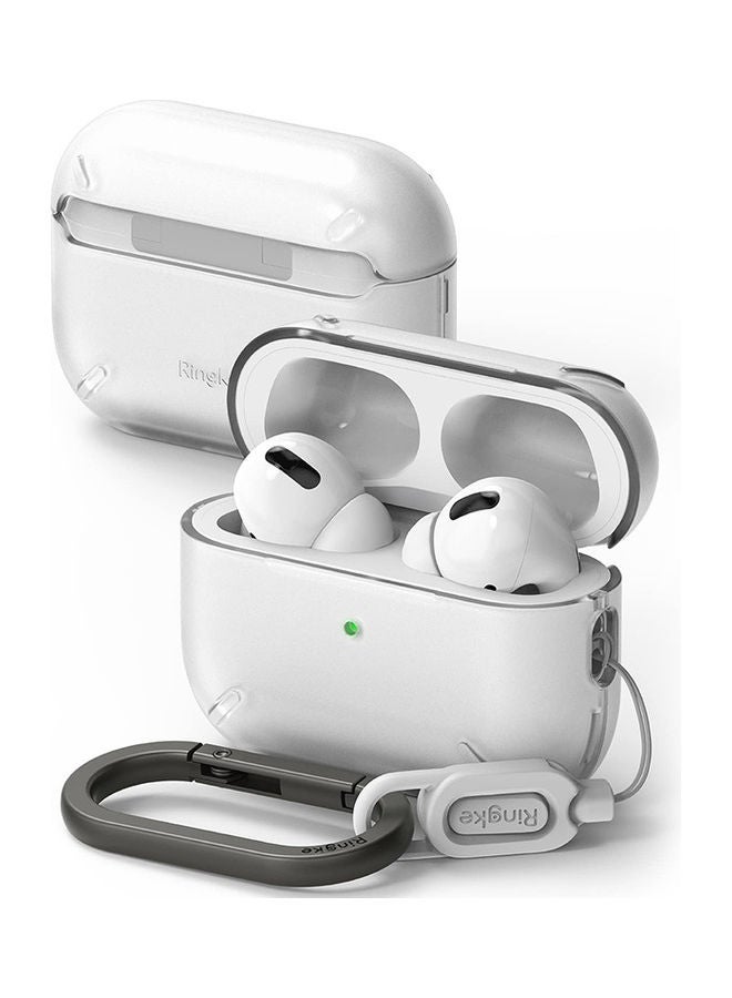 Ringke - Layered Case Designed For AirPods Pro 2nd Gen Hard PC Shock Resistant Cover With Carabiner Matte Clear - Image 1
