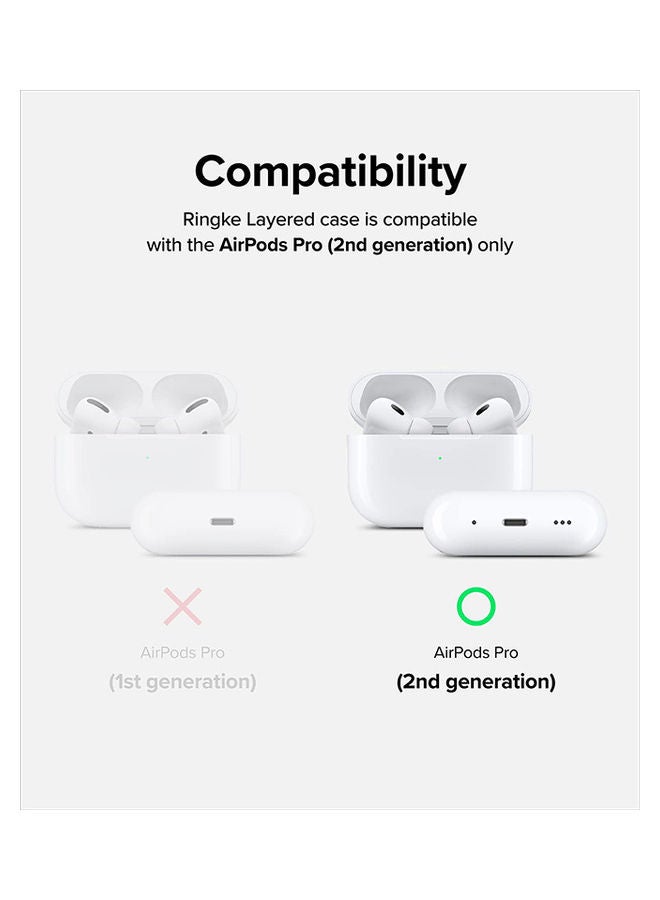 Ringke - Layered Case Designed For AirPods Pro 2nd Gen Hard PC Shock Resistant Cover With Carabiner Matte Clear - Image 1