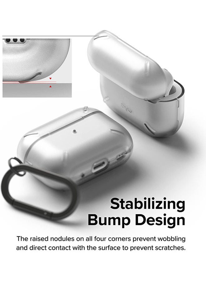 Ringke - Layered Case Designed For AirPods Pro 2nd Gen Hard PC Shock Resistant Cover With Carabiner Matte Clear - Image 1
