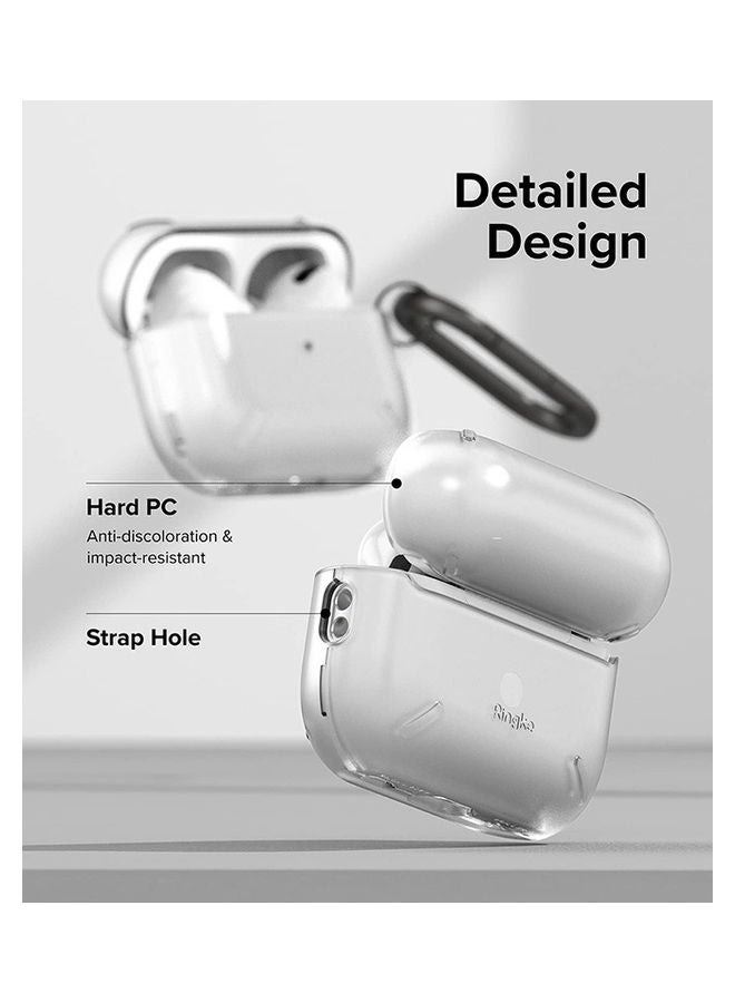 Ringke - Layered Case Designed For AirPods Pro 2nd Gen Hard PC Shock Resistant Cover With Carabiner Matte Clear - Image 1
