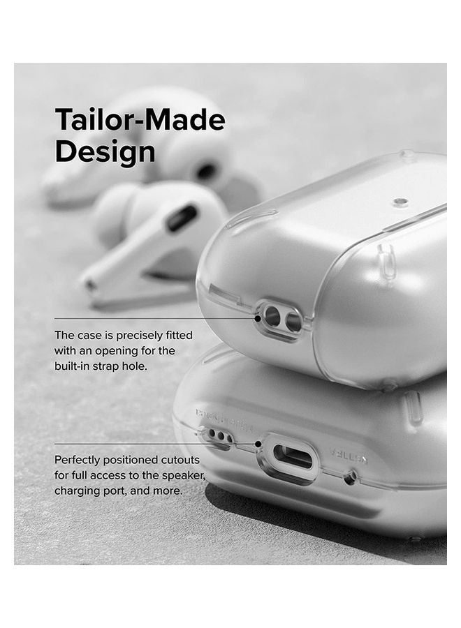 Ringke - Layered Case Designed For AirPods Pro 2nd Gen Hard PC Shock Resistant Cover With Carabiner Matte Clear - Image 1