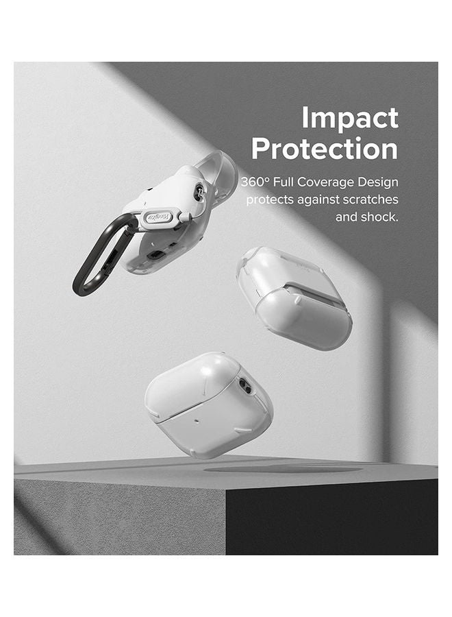 Ringke - Layered Case Designed For AirPods Pro 2nd Gen Hard PC Shock Resistant Cover With Carabiner Matte Clear - Image 1