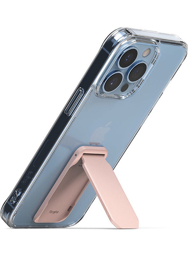 Ringke Outstanding Mini Stand Horizontal And Vertical Kickstand, Adjustable Universal Multi-Angle Cradle Grip Peach Pink - Image 1