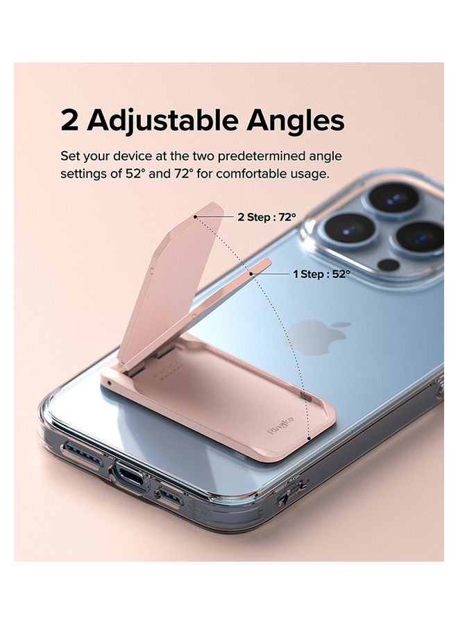 Ringke Outstanding Mini Stand Horizontal And Vertical Kickstand, Adjustable Universal Multi-Angle Cradle Grip Peach Pink - Image 3