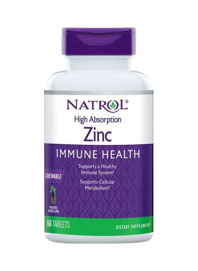 أقراص زنك عالية الامتصاص 60 قرصًا قابلًا للمضغ