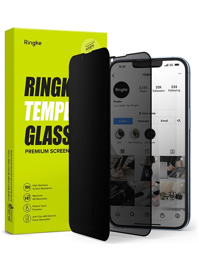 Ringke Privacy Screen Protector 9H Hardness Anti-Spy Full Coverage Tempered Glass Film For iPhone 14 Plus (6.7 Inch)/13 Pro Max (6.7) Black - Image 1
