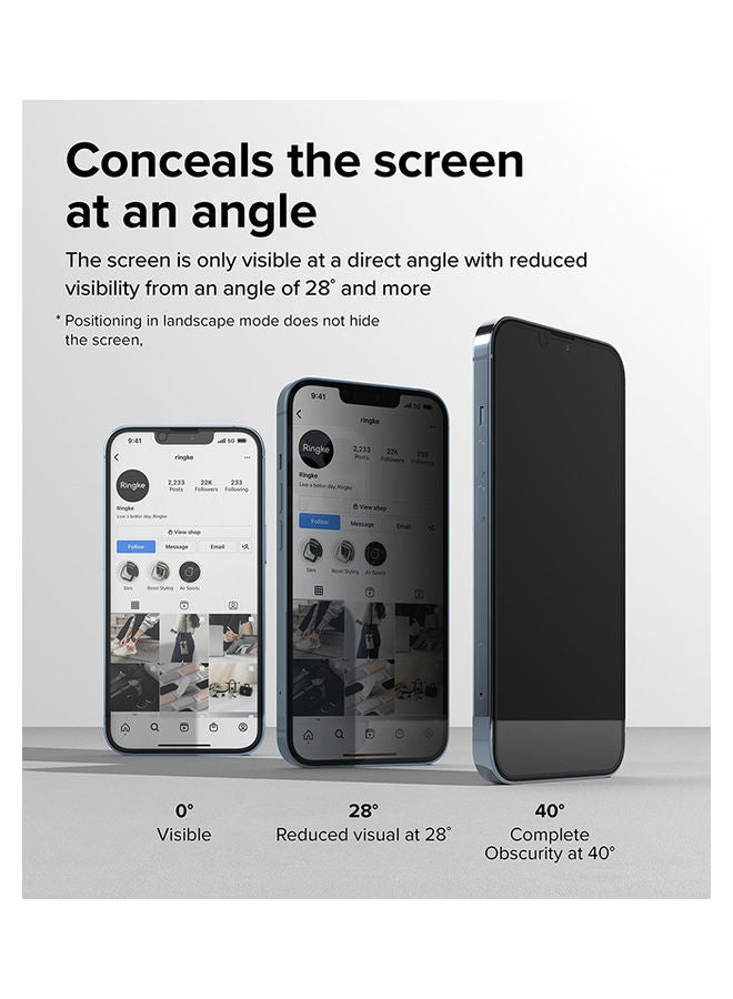 Ringke Privacy Screen Protector 9H Hardness Anti-Spy Full Coverage Tempered Glass Film For iPhone 14 Plus (6.7 Inch)/13 Pro Max (6.7) Black - Image 4
