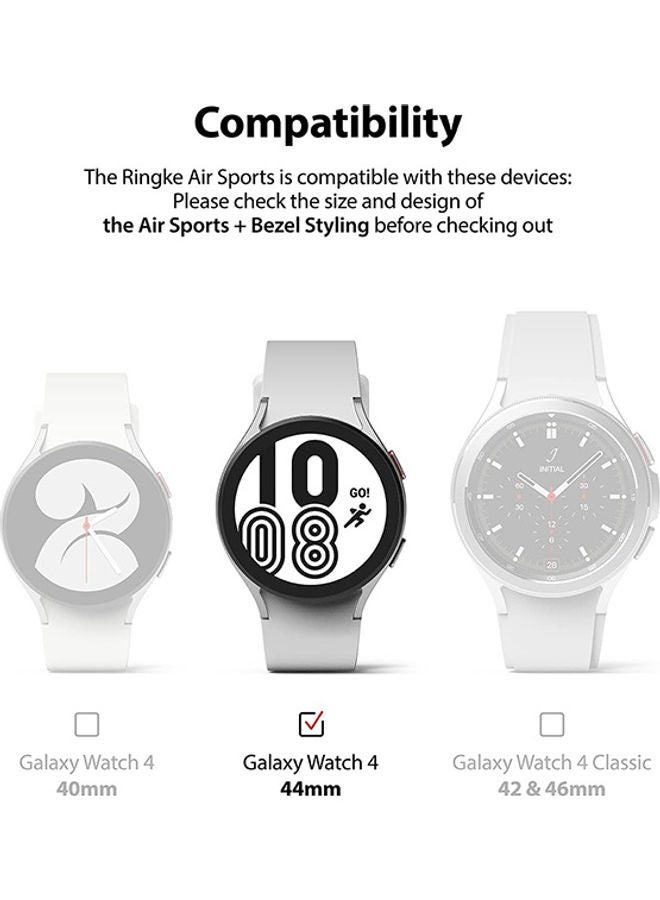 Ringke Air Sports Bezel Styling For Samsung Galaxy Watch 4 44mm Flexible Shockproof TPU Case With Adhesive Aluminum Frame Ring Cover Black/Blue  - Image 2