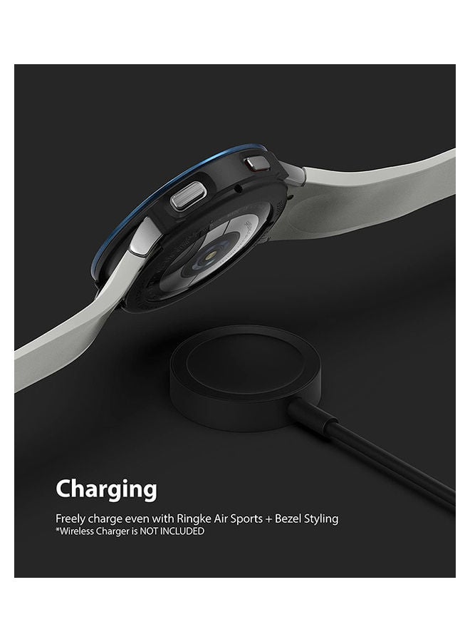 Ringke Air Sports Bezel Styling For Samsung Galaxy Watch 4 44mm Flexible Shockproof TPU Case With Adhesive Aluminum Frame Ring Cover Black/Blue  - Image 3