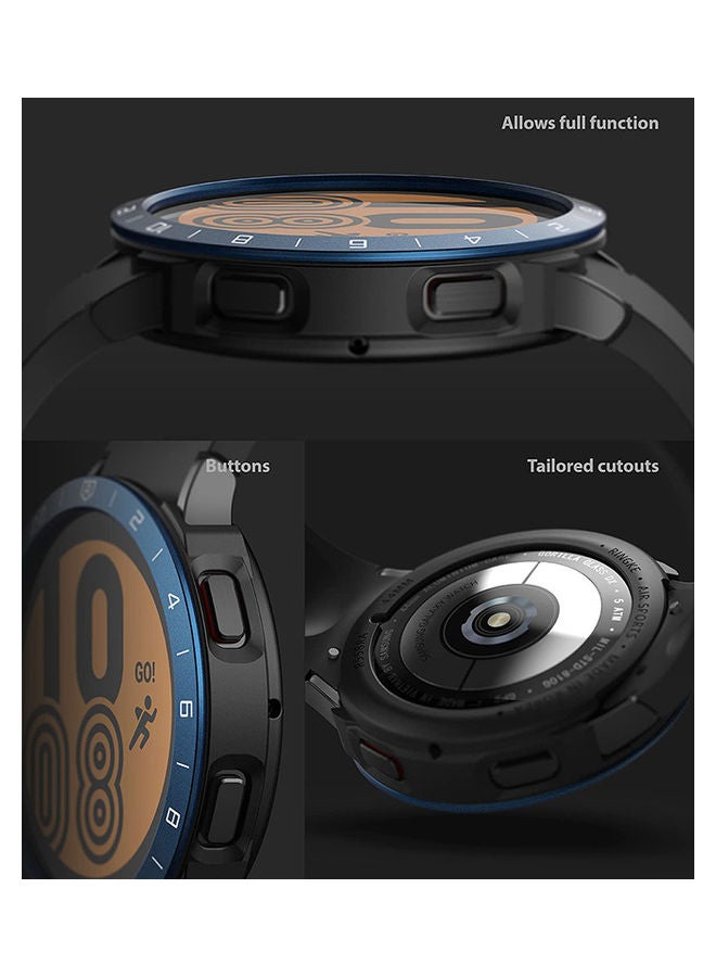 Ringke Air Sports Bezel Styling For Samsung Galaxy Watch 4 44mm Flexible Shockproof TPU Case With Adhesive Aluminum Frame Ring Cover Black/Blue  - Image 5