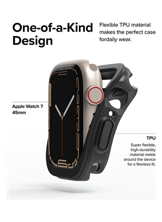 Ringke Air Sports Compatible With Apple Watch 7 45mm Case Thin Soft Flexible Rugged TPU Raised Bezel Frame Protective Button Cover Black - Image 3